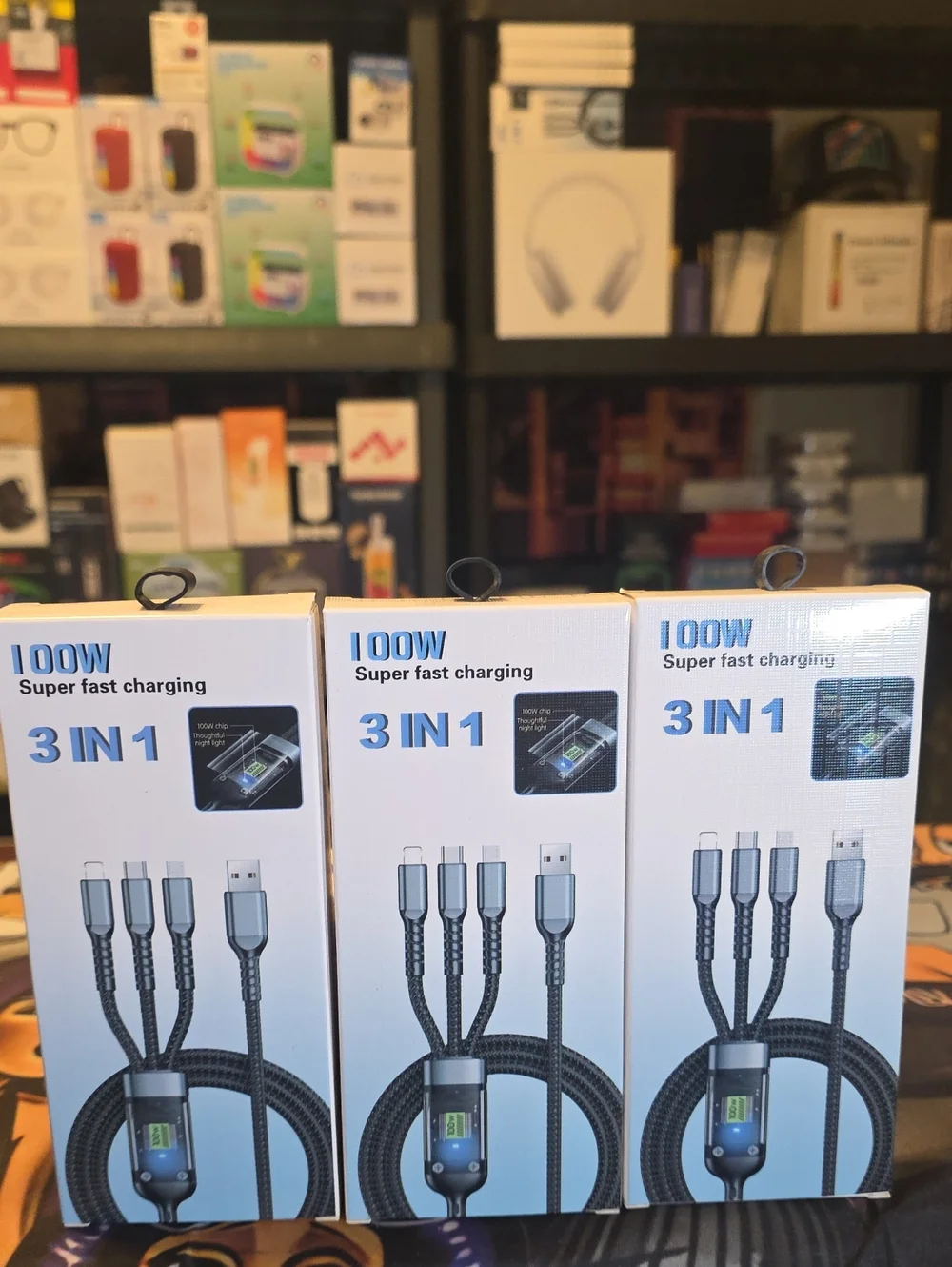 3-in-1 Super Fast Charging Cable - Black 3pk